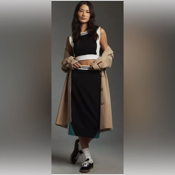 Daily Practice x Anthropologie Full Court midi skirt Black color-block. Medium - Picture 9 of 9